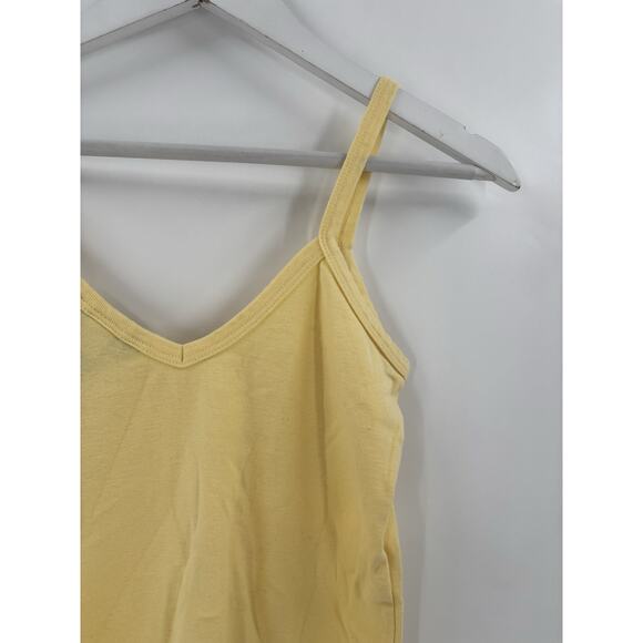 Moda International Tank Top Womens Small Yellow V Neck 100% Cotton Y2K Sheer - Picture 10 of 15